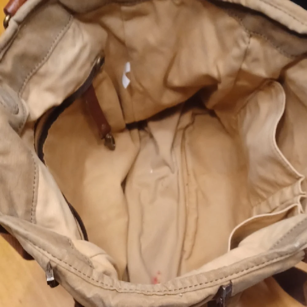 Duluth Trading Co. Expandable Oil Cloth Canvas Leather Trim Tote Bag Rucksack